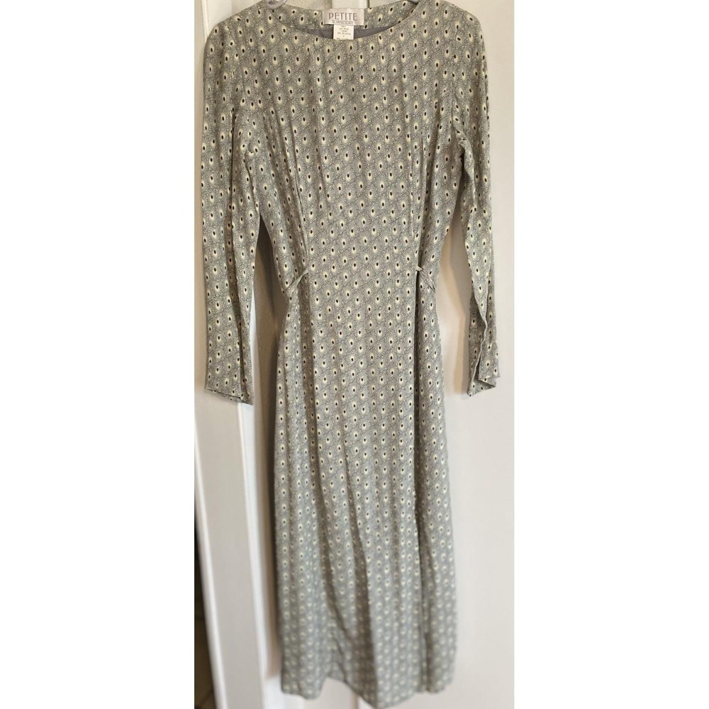 Petite Sophisticate 4 Dress Vintage 90's Grey Floral‎ Fairy Cottage Modest Maxi